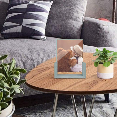 HORLIMER 5x7 Picture Frames Set of 2, Rustic Photo Frame with Wooden Base and Tempered Glass for Tabletop