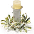 Feirui Pillar Candle Rings Set of 3, Frosted Mistletoe Wreaths with Pearl Accents,Christmas Holiday Parties and Home Decor