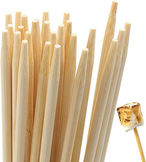 BLUE TOP Bamboo Marshmallow Roasting Sticks Smore Skewers 30 Inch 5mm Thick 60 PCS Extra Long Heavy Duty,Wooden Skewer BBQ Hot Dog Skewer,Great for Camping,Parties,Weddings and Plant Stakes.