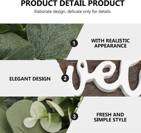 KESYOO Welcome Sign Artificial Eucalyptus Wreath Rustic Front Door Sign for Farmhouse Porch Front Door Decorations