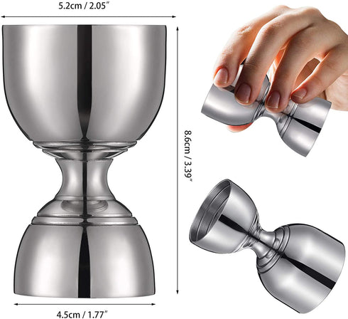 Double Cocktail Jigger Stainless Steel Shot Glass Measuring Cup Vintage 1 oz/ 2 oz Jigger for Bartending, Beautiful Double Cocktail Tools for Home Bartender Party Bar Wine Drink (2 Pieces)