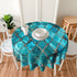 Tablecloth 60 inches Turquoise Blue Waterproof Washable Round Table Cloth Cover for Party Banquet Home Dinner Decor