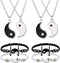 8 Pieces Yin and Yang Friend Necklace Bracelet Bff Couple Friendship Relationship Matching Yin Yang Necklace Bracelet Adjustable Handmade Cord Bracelet for Girlfriend Boyfriend Women Men