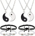 8 Pieces Yin and Yang Friend Necklace Bracelet Bff Couple Friendship Relationship Matching Yin Yang Necklace Bracelet Adjustable Handmade Cord Bracelet for Girlfriend Boyfriend Women Men