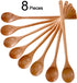 Wood Mixing Spoon Long Handle Wooden Spoons Wood Soup Spoons for Kitchen Stirring and Cooking, 13 Inches Long (8)