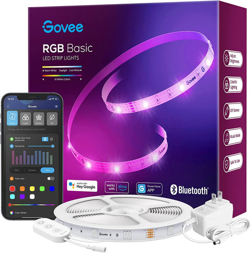 Govee Smart LED Strip Lights WiFi, 50ft RGB LED Lights Work with Alexa and Google Assistant, Color Changing Light Strip, Music Sync, App Controlled LED Lights for Gaming and Party, Easy to Install