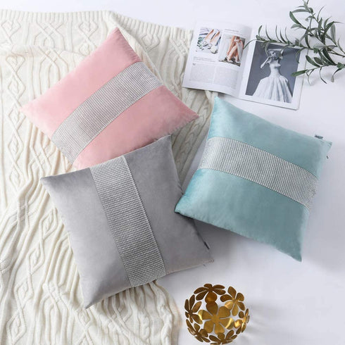 NordECO HOME Set of 2 Throw Pillow Covers - Velvet Soft Decorative Cushion Covers for Bed Home Decoration, 18 x 18, Light Grey