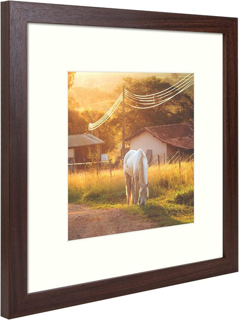 AUEAR, 12x12 Picture Frame, Display Pictures 8x8 with Mat or 12x12 Poster Frame Gallery Wall Photo Frame with Real Glass (Mahogany, 1-Pack)
