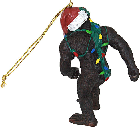 Design Toscano DB383084 Bigfoot, the Christmas yeti with Sabta's hat Funny Christmas tree decoration, polyresin, full color, 7.5 cm,Brown