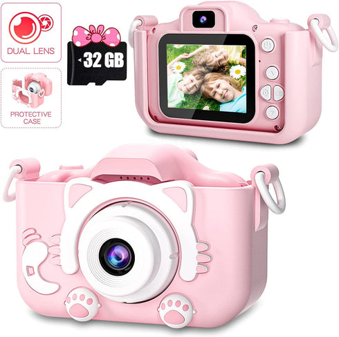 Kids Camera for Girls/Boys, 3-9 Year Old Toys for Girls/Boys, SGAINUL Christmas Birthday Gift for Age 6-9 Girls/Boys Kids Digital Dual Camera, Selfie Camera for Kids, 32GB Memory Card 1