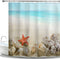 HIYOO Bathroom Decorative Polyester Fabric Waterproof Shower Curtain with Hooks, Ocean Sea Sailboat Beach Starfish Seashell Design Bathtub Art Bath Curtain Sets 60" W x 72" L