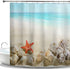 HIYOO Bathroom Decorative Polyester Fabric Waterproof Shower Curtain with Hooks, Ocean Sea Sailboat Beach Starfish Seashell Design Bathtub Art Bath Curtain Sets 60" W x 72" L
