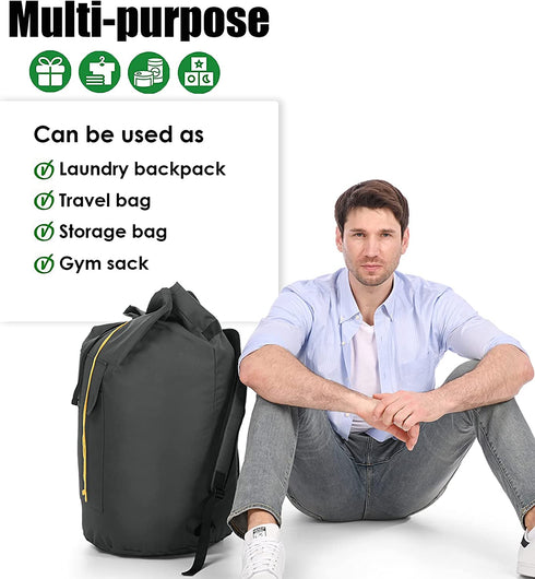 Laundry Backpack Bag, 115L Extra Large Laundry Bag with straps, Heavy Duty Laundry Bag Backpack, Portable Backpack laundry bag for College Dorm, Apartment, Laundromat, College Laundry Bag for students