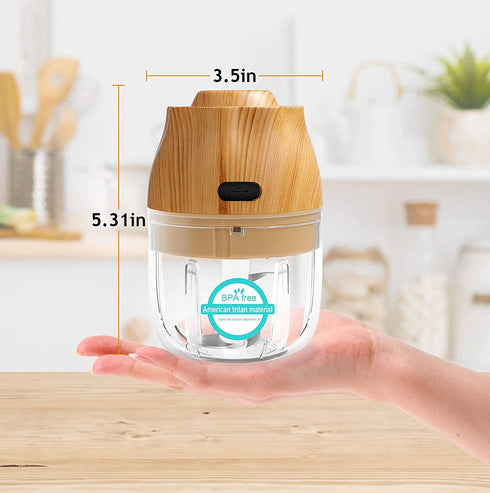 Electric Garlic Chopper, Wireless Portable Food Processor for Grinder, 250ml Vegetable Chopper, Electric Mini Meat Grinder, Ginger Chili Blender Mixer(2 sets of blades)