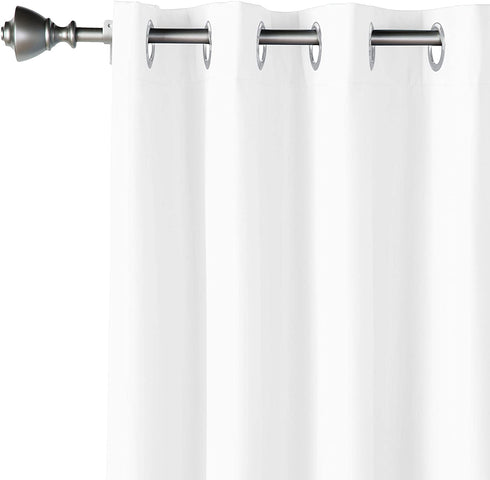 Amazon Basics Room Darkening Blackout Window Curtains with Grommets - 52 x 63-Inch, White, 2 Panels