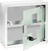 WENKO Locking Medicine Mounted Bathroom Storage, Hanging Medical, First Aid Wall Cabinet with Safety Glass Door, Modern, Small, Square, Silver Shiny