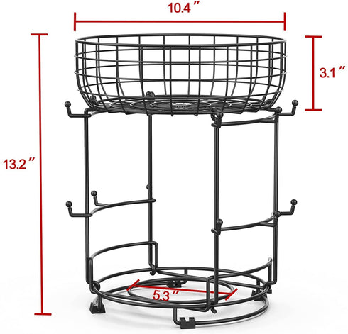 Bextsrack Coffee Mug Holder with Coffee Pod & Saucer Basket Storage, 12 Capacity Cup Mug Holder Tree for Coffee, Glasses and Cups Rust Resistant Mug Rack - Black