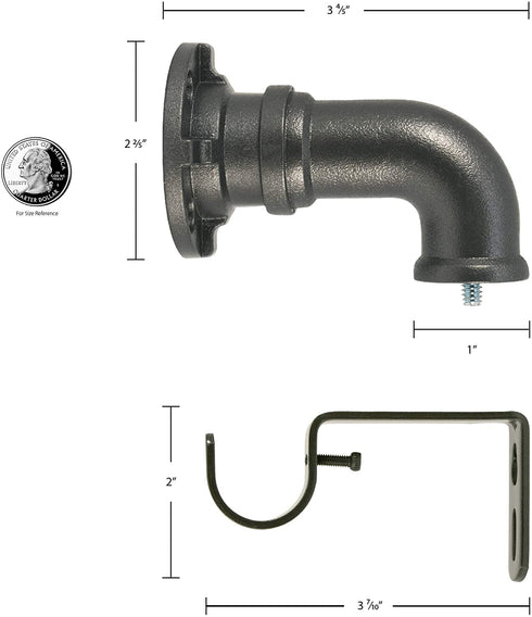 Decopolitan Industrial Wrap Around Telescoping Curtain Rod Set, 18-36", Bronze