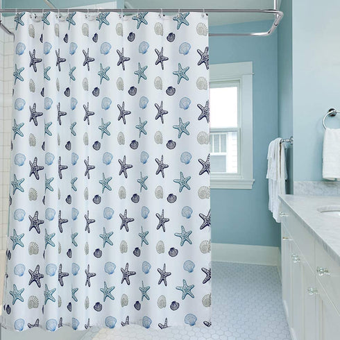 OREMILA Bathroom Shower Curtain 72" x 72" Seashell Starfish Multi-Color Shower Curtains Fabric Bathroom Curtain Durable Water Repellent Bath Curtain,1pcs