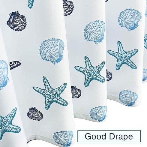 OREMILA Bathroom Shower Curtain 72" x 72" Seashell Starfish Multi-Color Shower Curtains Fabric Bathroom Curtain Durable Water Repellent Bath Curtain,1pcs