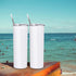 Stainless Steel Skinny Tumbler, Skinny Travel Tumbler, Double Wall Insulated Tumbler with Lid Straw, 20 Oz Slim Water Tumbler Cup, Vacuum Tumbler Travel Mug for Coffee, Beverages, Tea (2 Pack, White)