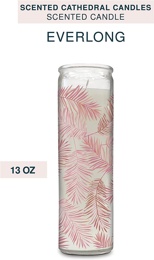 Scented Cathedral Candle by Studio Oh! - 13-Ounce Soy-Blend Wax Pillar Candle in Decorative Glass Container - Everlong - Burns up to 115 Hours