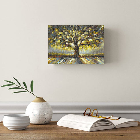 Canvas Wall Art Hand-Painted,12"x 16" Framed Trees Oil Painting Wrapped? Modern Rural Artwork for Living Room Bathroom Restaurant Bedroom Gallery Coffee Shop Decorations (12x16 inch)¦