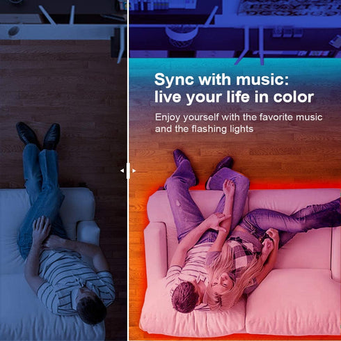 GUPUP 50 FT LED Strip Lights,Bluetooth LED Lights for Bedroom, Color Changing Light Strip with Music Sync, Phone Controller and IR Remote(APP+Remote +Mic).
