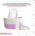 Baby Diaper Caddy Organizer Basket for Changing Table - Large Compact and Portable Woven Cotton Rope and Canvas Nursery Basket with 3 Divisions - Unisex Stylish GrayWhite - 14x8.5x7 Inches