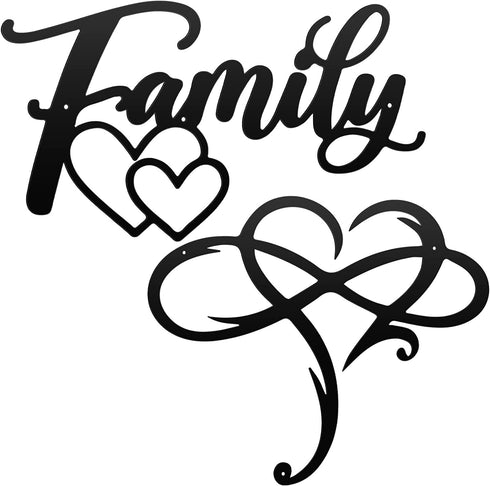 2 Pieces Infinity Metal Heart Wall Decor Black Love Sign Wall Art Geometric Wall Decor Cutout Metal Family Wall Signs for Home Garden Office Indoor Outdoor Decorations