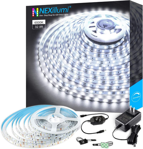 Nexillumi 32.8ft 600 LEDs Cold Daylight White LED Strip Lights