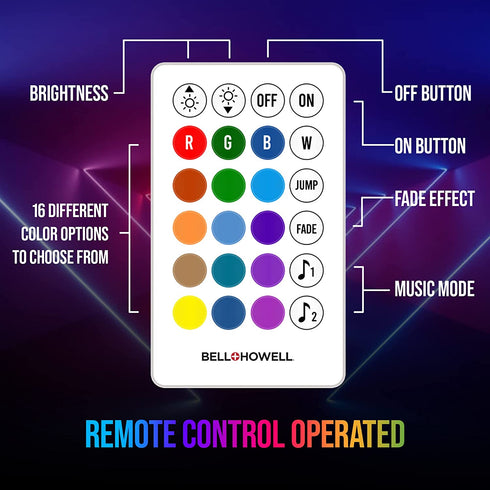 Bionic LED Tape Light by Bell+Howell LED Strip Light Color Changing Light in 16 Colors, 4 Modes with Remote Control - Backlight RGB String / LED Lights for Bedroom, Living Room, Kitchen As Seen On TV