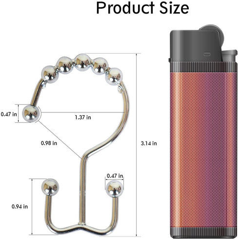 DQG Bathdesign Durable Shower Curtain Hooks Rings,Never Rust Stainless Steel Double Sliding Shower Hooks That, for Bathroom Shower Rods Curtains, Set of 12 Shower Curtain Hooks (Chrome)
