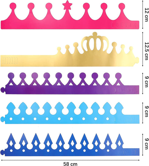 Paper Crowns Princess Prince Crown Gem Stickers Jewels Stickers Number Letter Stickers for Boys Girls Adults DIY Birthday Party Crown Hats Decoration Favor Supplies (38 Pieces)