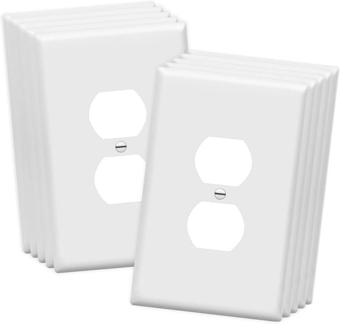 ENERLITES Jumbo Duplex Receptacle Outlet Wall Plate, Electrical Outlet Covers, Gloss Finish, Over-Size 1-Gang 5.5" x 3.5", Polycarbonate Thermoplastic, 8821O-W-10PCS, White (10 Pack)