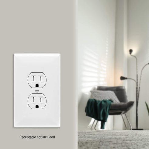 ENERLITES Jumbo Duplex Receptacle Outlet Wall Plate, Electrical Outlet Covers, Gloss Finish, Over-Size 1-Gang 5.5" x 3.5", Polycarbonate Thermoplastic, 8821O-W-10PCS, White (10 Pack)