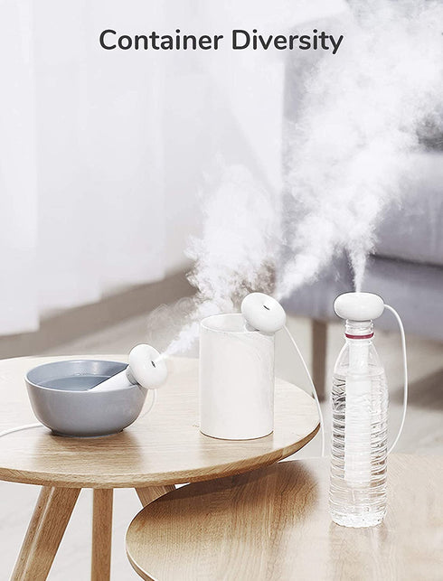 JISULIFE Mini Portable Humidifier, Small USB Personal Humidifiers with Ultra Quiet, Container Diversity, Auto Shut Off, Tiny Travel Easy Use Humidifier for Plants, Car, Office, Hotel - White
