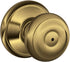 Schlage F40 GEO 609 Georgian Door Knob, Bed & Bath Privacy Lock, Antique Brass