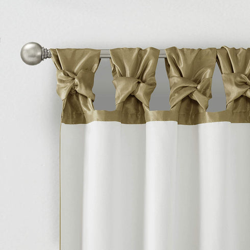 Madison Park Emilia Faux Silk Single Curtain with Privacy Lining, DIY Twist Tab Top, Window Drape for Living Room, Bedroom and Dorm, 50x95, Bronze