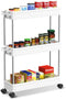NOTHEIA Slim Storage Cart 3-Tier, Bathroom Organization Slide Out Cart, Laundry Organization and Storage Utility Cart, Snack Cart with Wheels Thin Space Solutions, White