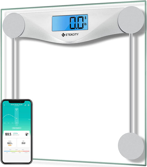 Etekcity Bathroom Scale for Body Weight BMI Scale, Upgraded Bluetooth Digital Scale, Large Blue LCD Backlight Display, High Precision Measurements, 400 Pounds