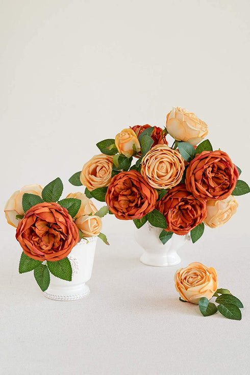 Ling's moment Artificial Flowers Silk Austin Roses Silk Flowers Fake Roses w/Stem for Wedding Bouquets Centerpieces Party Home Decoration
