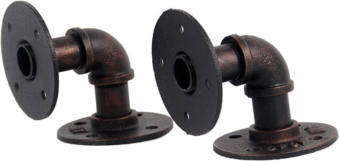 Shelf Brackets,GoYonder Industrial Pipe Floating Shelf Brackets Wall Mounted Pipe Brackets for Steampunk Home Decor,2 Pack (8x8CM, Bronze Finish)