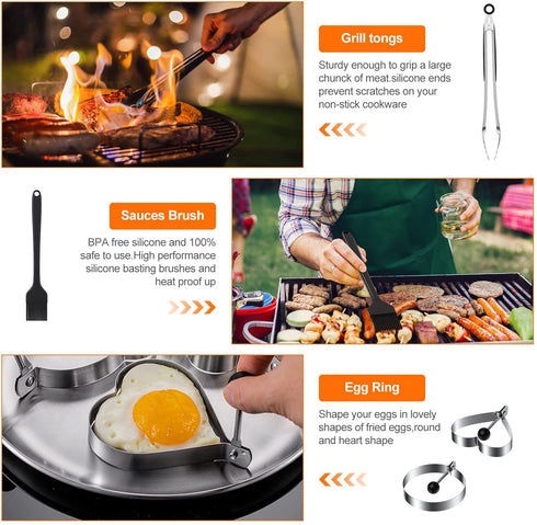 Blackstone Griddle Accessories Kit,14 PCS Griddle Grill Tools Set for Blackstone and Camp Chef,Enlarged Spatulas, Basting Cover, Scraper,Tongs,Grill Spatula Kit for Outdoor Camping Barbecue Teppanyaki
