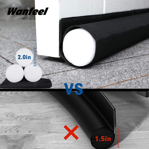 Wanfeel Door Draft Stopper Soundproof Stoppers for Bottom of Door Adjustable 37 Inches Single Side Insulator Door Sweep Weather Stripping Under Door Draft Blockers