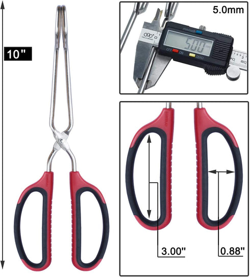 HINMAY Stainless Steel Scissor Tongs with Comfort-Grip Handle 10-Inch, Set of 2
