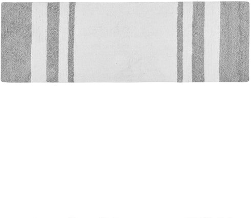 Madison Park Reversible Spa Cotton Bath Rug 100%-Cotton Striped Ultra Soft Water Absorbent, Fast Drying, Bath-Mats, Non-Slip Absorbent Quick Dry Mats for Tub, Shower Room, and Bathroom, 24x72, Grey