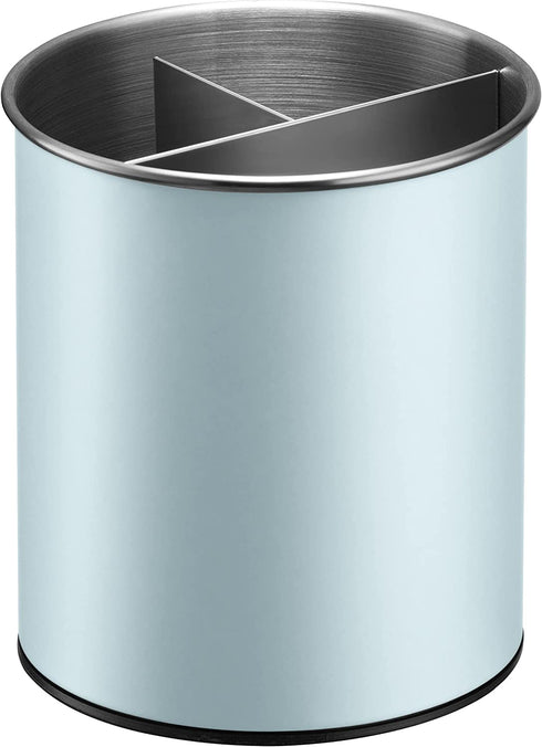Bartnelli Extra Large Stainless Steel Kitchen Utensil Holder - 360° Rotating Utensil Caddy - Weighted Base for Stability - Utensil Countertop Organizer Crock With Removable Divider for Easy Cleaning (Blue Velvet)