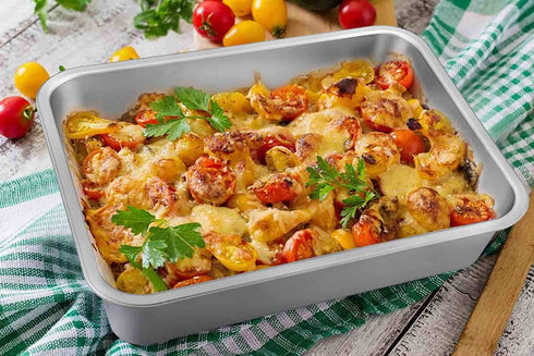 TeamFar Lasagna Pan, Rectangular Cake Pan Brownie Bake Dish Stainless Steel, 12.75—10—3.2", Heavy Duty & Healthy, Deep Side & Brushed Surface, Easy Clean & Dishwasher safe