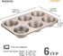 CHEFMADE Muffin Cake Pan, 6-Cavity Non-Stick Cupcake Pan Bakeware for Oven Baking (Champagne Gold)
